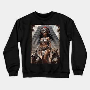 Teotihuacan Jaguar Queen - Aztec Pride Crewneck Sweatshirt